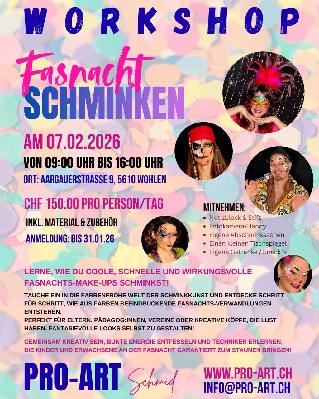 GESICHTSBEMALUNG LERNWERKSTATT: 1X1 DES FACEPAINTINGS IN WOHLEN